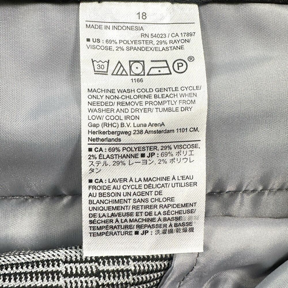 Banana Republic Avery Trouser Dress Pants Womens 18 Gray Plaid Preppy Office - Picture 7 of 12